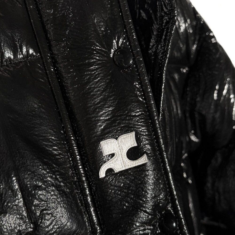 Courrèges Black Vinyl Logo Accent Puffer Jacket - Picture 5 of 13